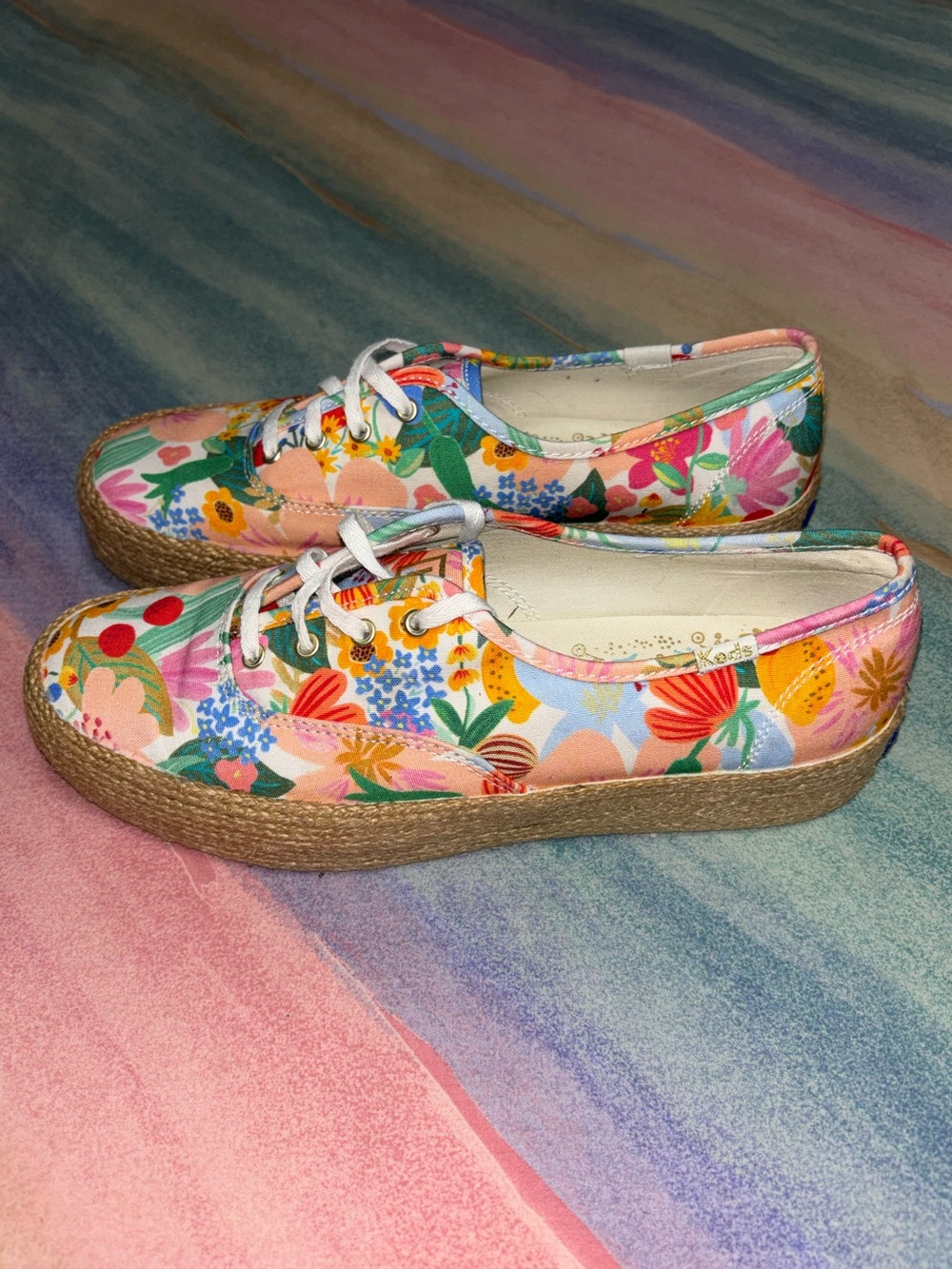 Women x Rifle Paper Co Triple Kick Jute Margaux Platform Casual Sneakers 8.5